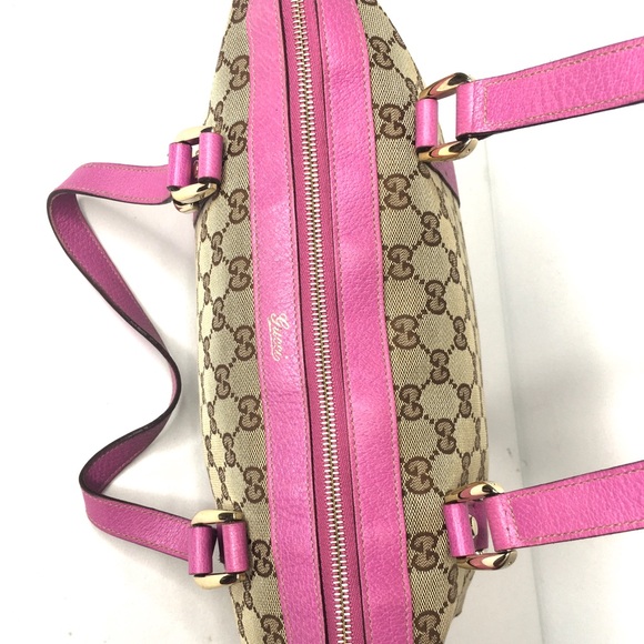 Authentic Gucci brown tote with pink leather - Picture 12 of 16